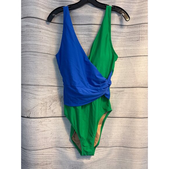 NWT J. Crew Colorblock One-Piece Swimsuit Size L - Picture 1 of 3